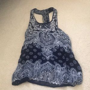 Navy paisley tank top